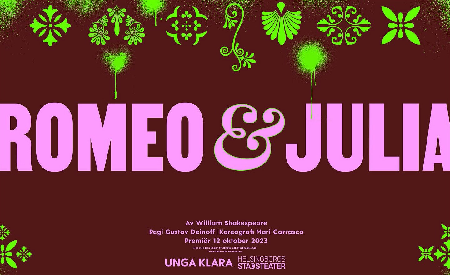 Grafisk formgiven affisch med information om Romeo och Julia. Av Studio Parasto Backman