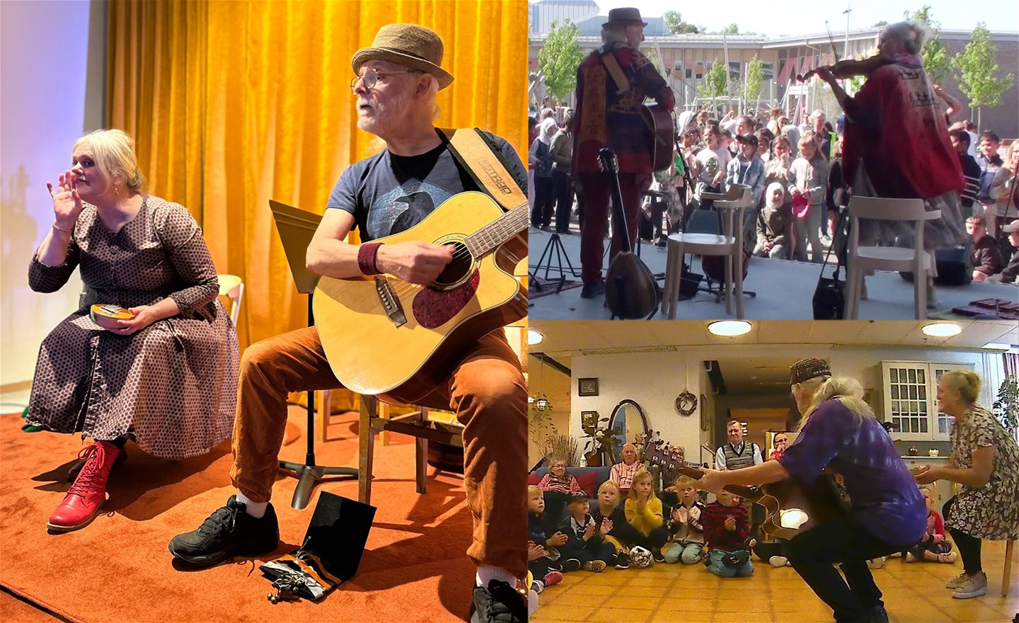 Kollage: bilder på barn och musikanter