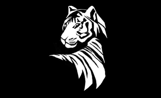 En tiger i svartvitt